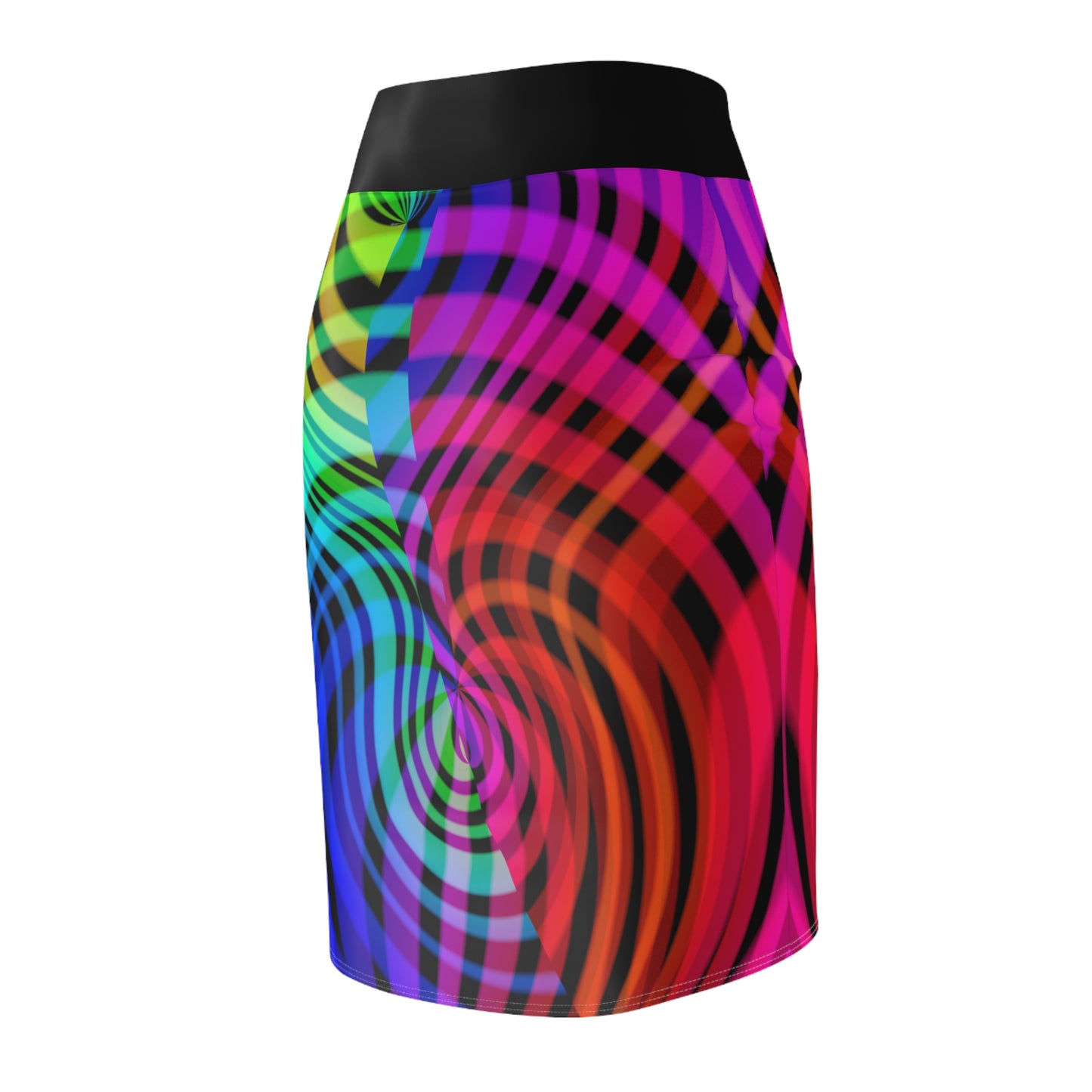 Rainbow Swirl Pencil Skirt -Black