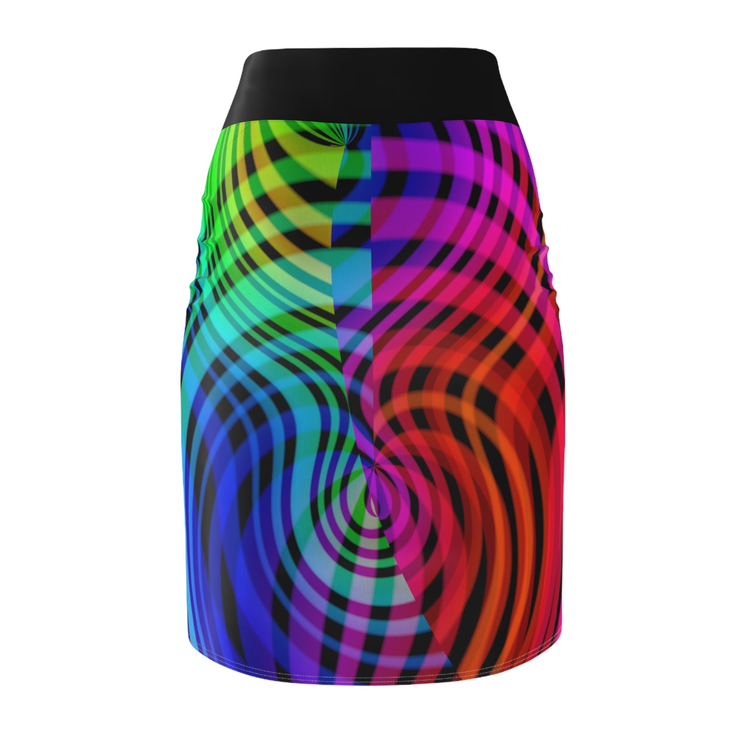 Rainbow Swirl Pencil Skirt -Black