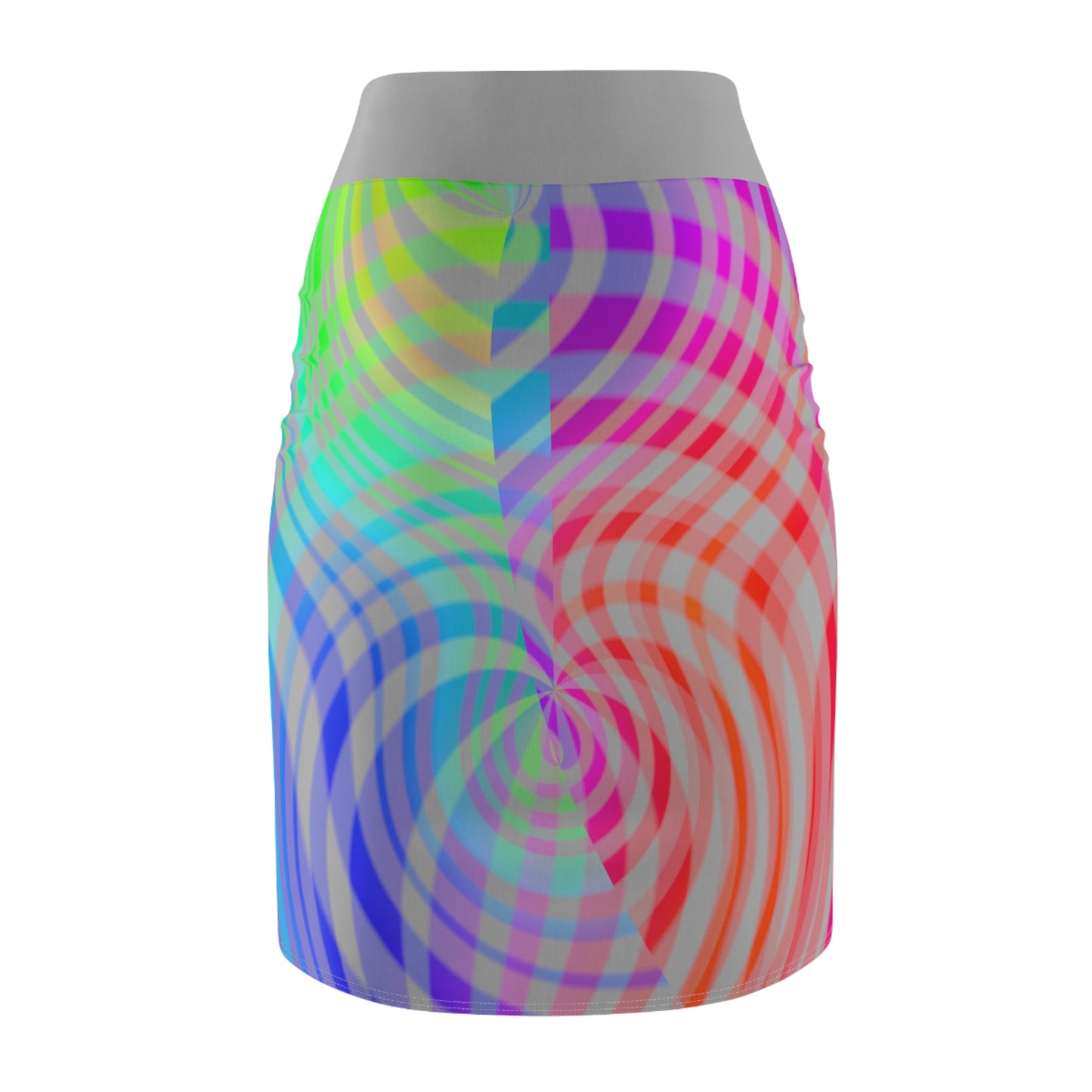Rainbow Swirl Pencil Skirt -Grey