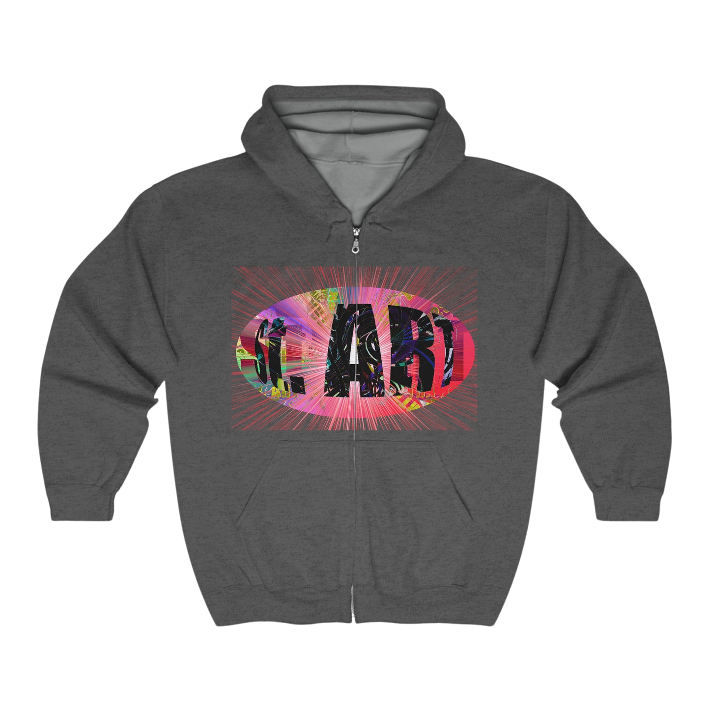 St.ART Red Burst Full Zip Hooded Sweatshirt