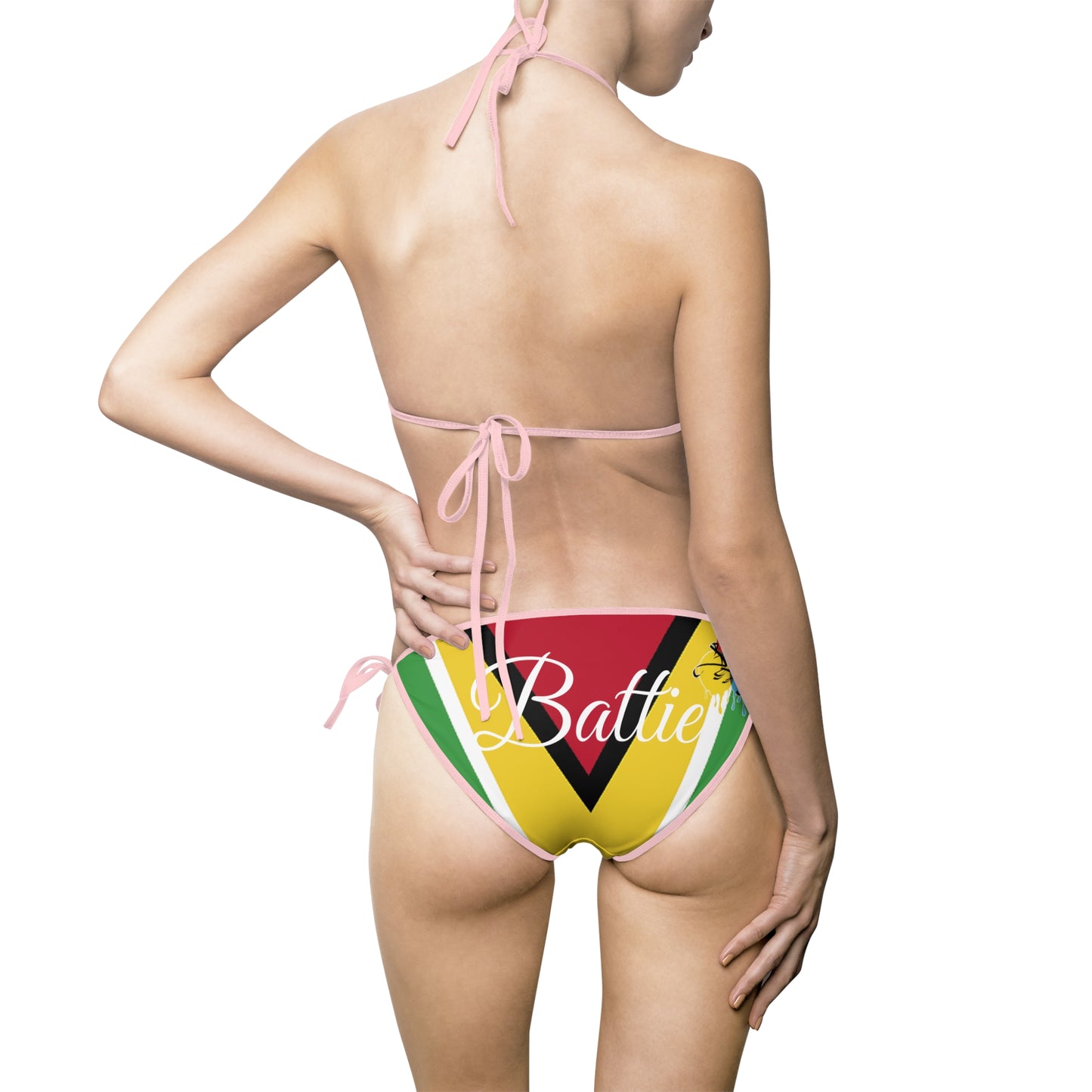 Guyana Flag Golden Shine Bikini — Caribbean Colorblock Two‑Piece Swimsuit