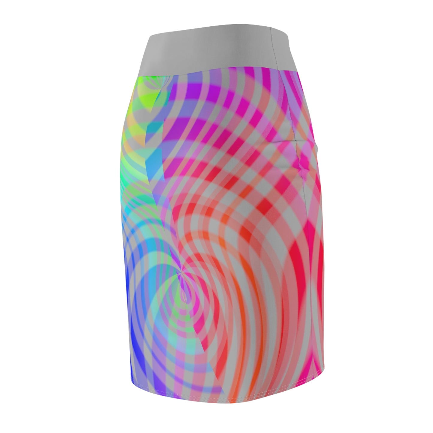 Rainbow Swirl Pencil Skirt -Grey