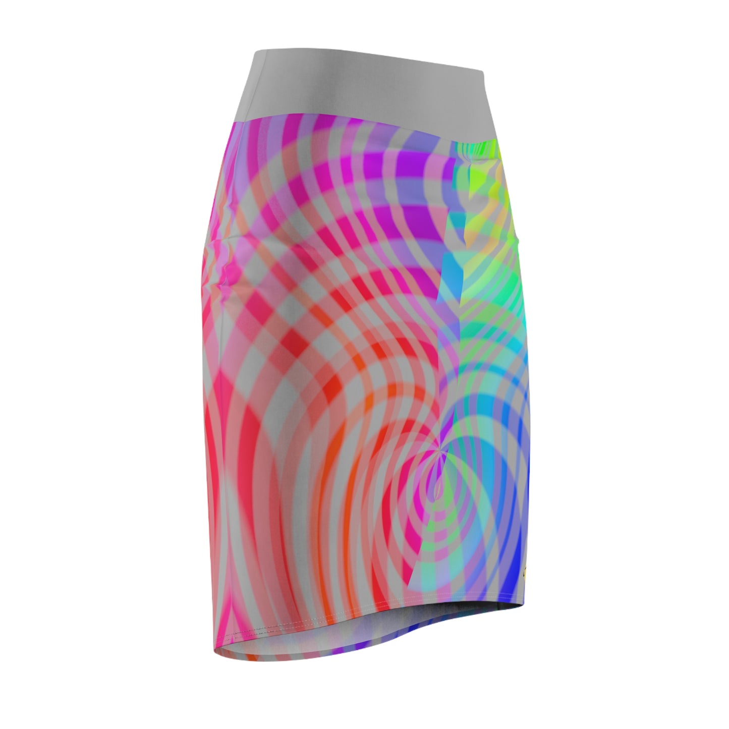 Rainbow Swirl Pencil Skirt -Grey