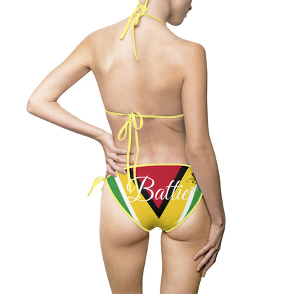 Guyana Flag Golden Shine Bikini — Caribbean Colorblock Two‑Piece Swimsuit