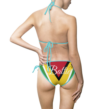 Guyana Flag Golden Shine Bikini — Caribbean Colorblock Two‑Piece Swimsuit