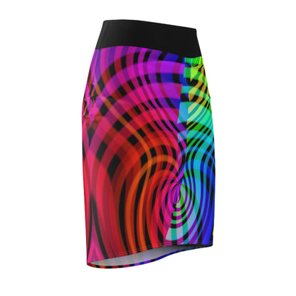 Rainbow Swirl Pencil Skirt -Black