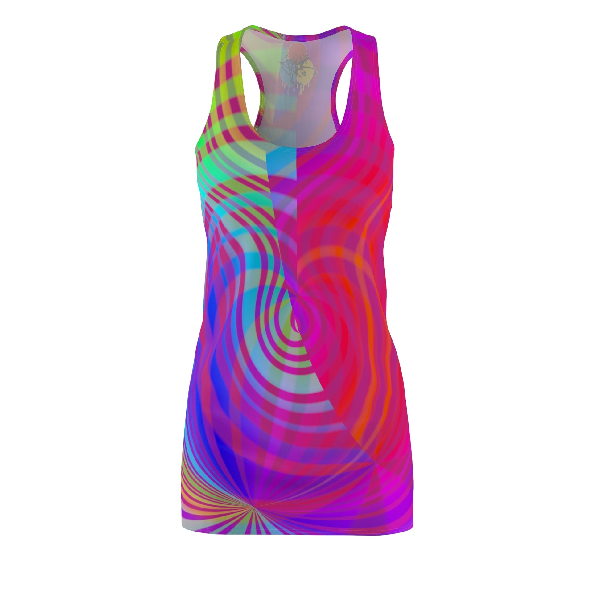 open lace back dress Rainbow swirl Racerback Dress