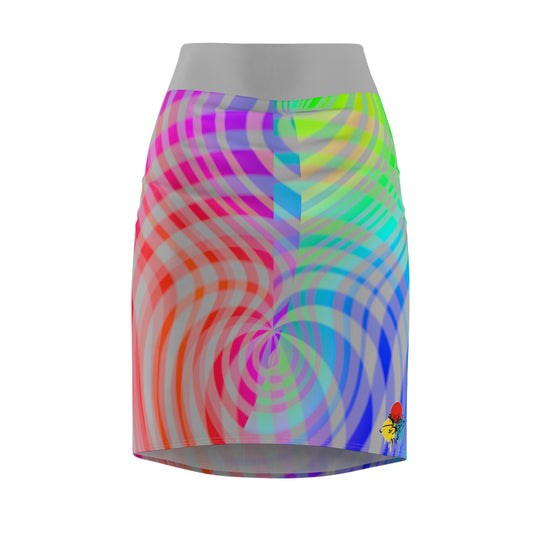 Rainbow Swirl Pencil Skirt -Grey