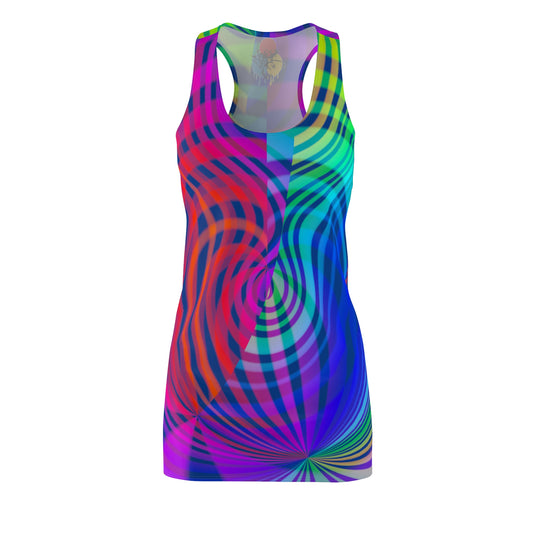 Rainbow swirl Racerback Dress - Dark Blue